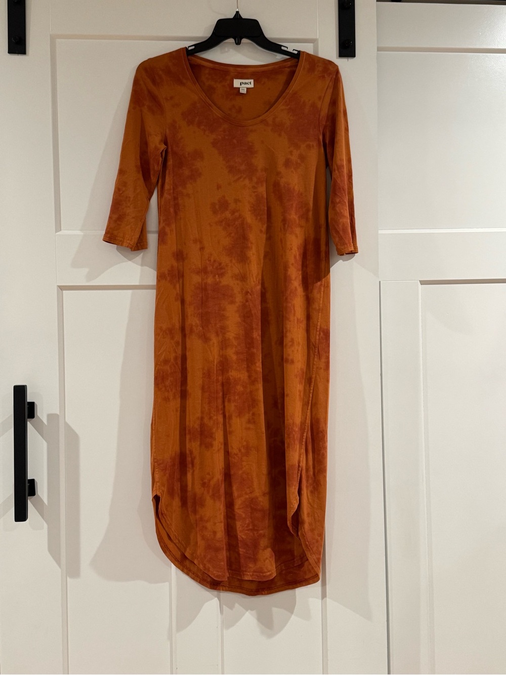 Pact Women's Rust Orange Tie-Dye Midi Dress